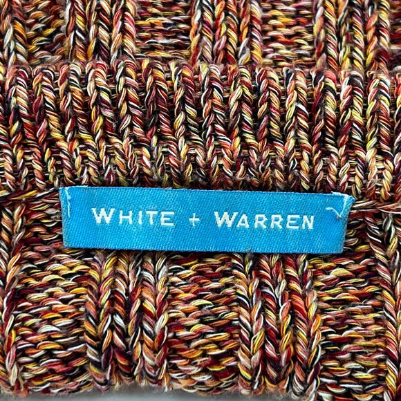 White + Warren Ribbed Knit Long Sleeve Zip Front Cardigan Marled Orange - Picture 3 of 7